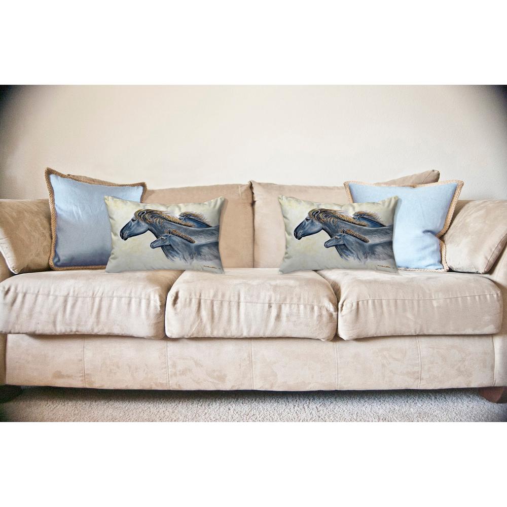 Wild Horses Noncorded Indoor/Outdoor Pillow 16x20. Picture 2
