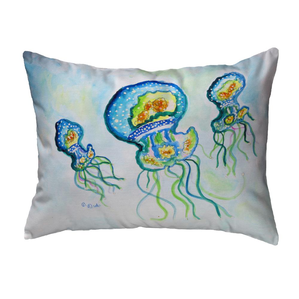 Three Jellyfish Noncorded Indoor/Outdoor Pillow 16x20. Picture 1