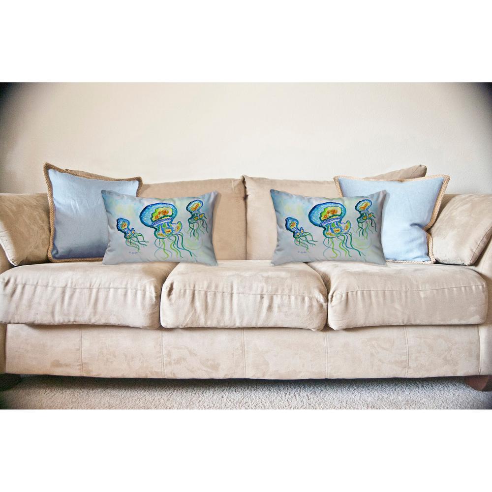 Three Jellyfish Noncorded Indoor/Outdoor Pillow 16x20. Picture 2