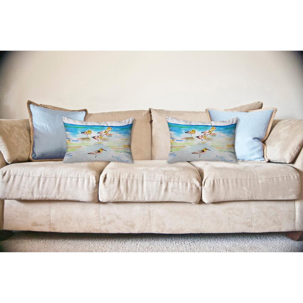 Five Sanderlings Noncorded Indoor/Outdoor Pillow 16x20. Picture 2
