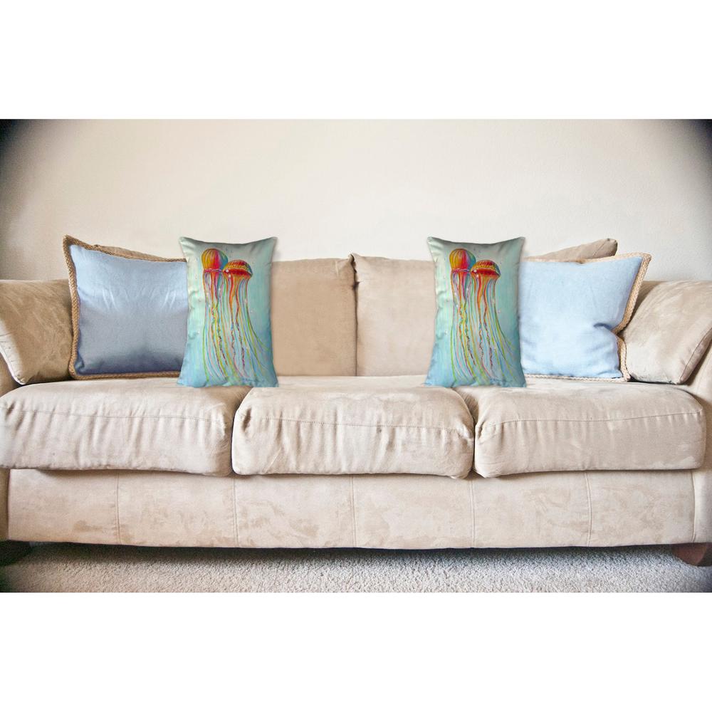 Colorful Jellyfish Noncorded Indoor/Outdoor Pillow 16x20. Picture 2
