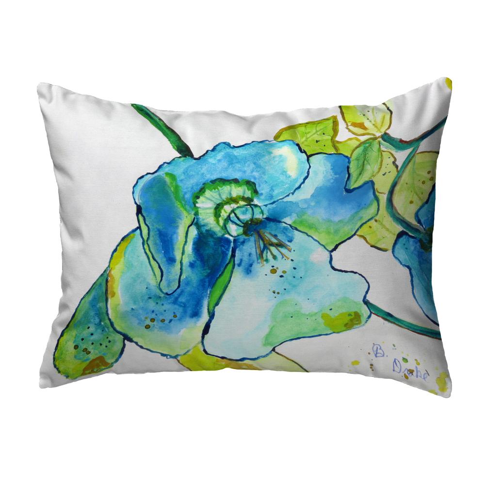 Blue Hibiscus No Cord Pillow 16x20. Picture 1