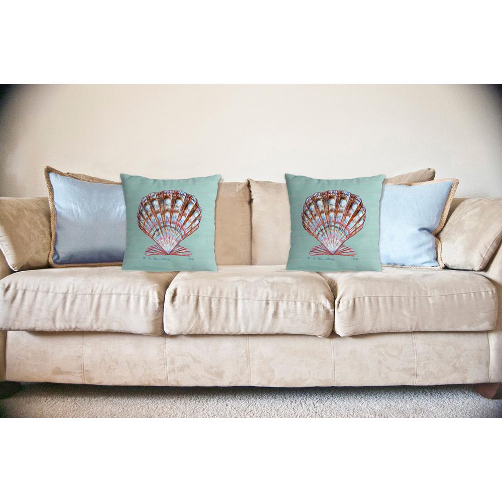 Scallop Shell - Teal No Cord Pillow 18x18. Picture 2