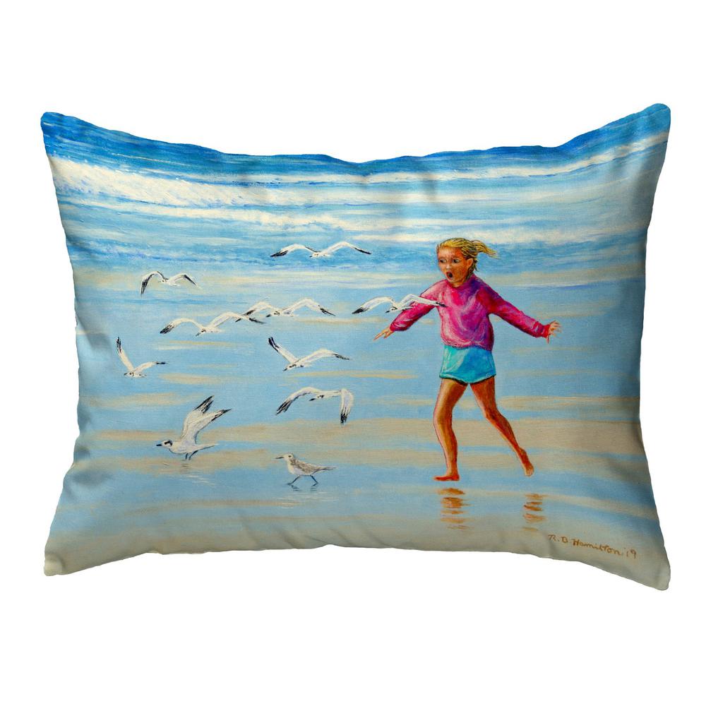 Chasing Gulls No Cord Pillow 16x20. Picture 1