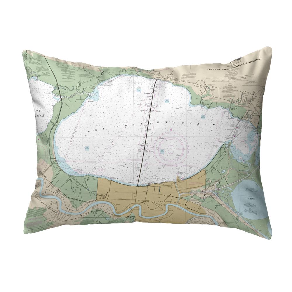 Lake Pontchartrain and Majrepas, LA Nautical Map Noncorded Indoor/Outdoor Pillow 16x20. Picture 1