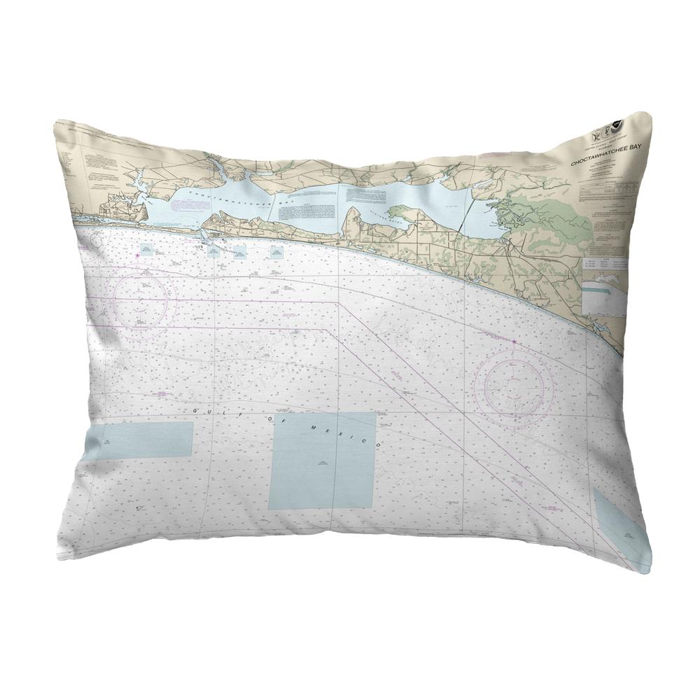 Choctawhatchee Bay, FL Nautical Map Noncorded Indoor/Outdoor Pillow 16x20. Picture 1