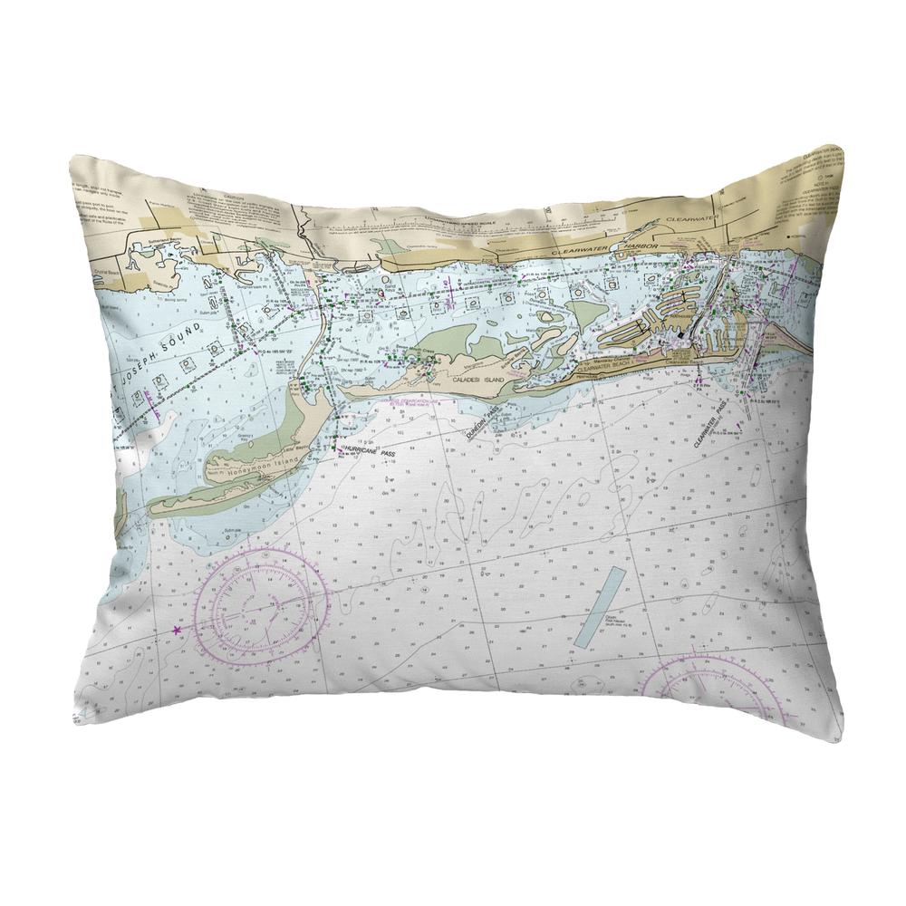Clearwater Harbor, FL Nautical Map Noncorded Indoor/Outdoor Pillow 16x20. Picture 1