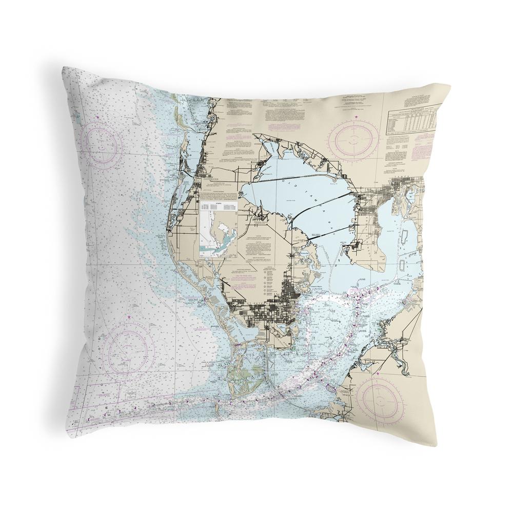 Tampa Bay, FL Nautical Map Noncorded Indoor/Outdoor Pillow 18x18. Picture 1