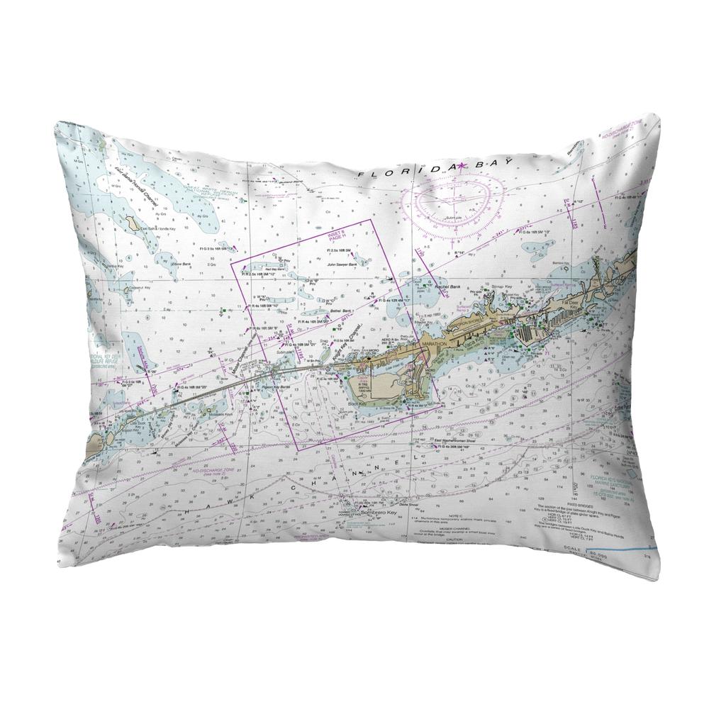 Miami to Marathon & Florida Bay, FL Nautical Map Noncorded Indoor/Outdoor Pillow 16x20. Picture 1