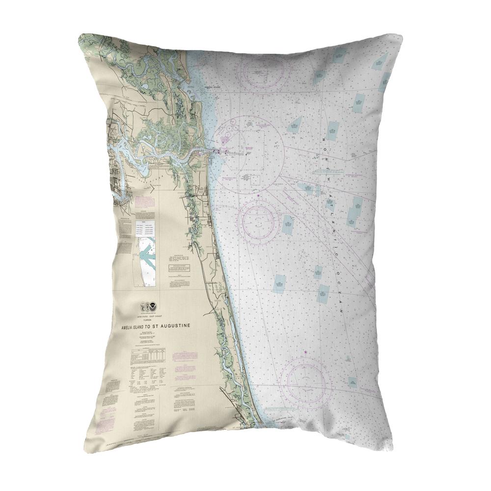 Amelia Island to Saint Augustine, FL Nautical Map Noncorded Indoor/Outdoor Pillow 16x20. Picture 1