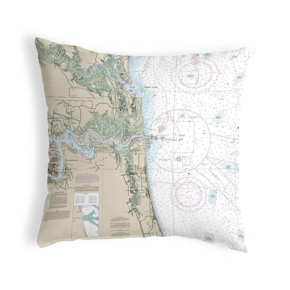 Jacksonville, FL Nautical Map Noncorded Indoor/Outdoor Pillow 18x18. Picture 1