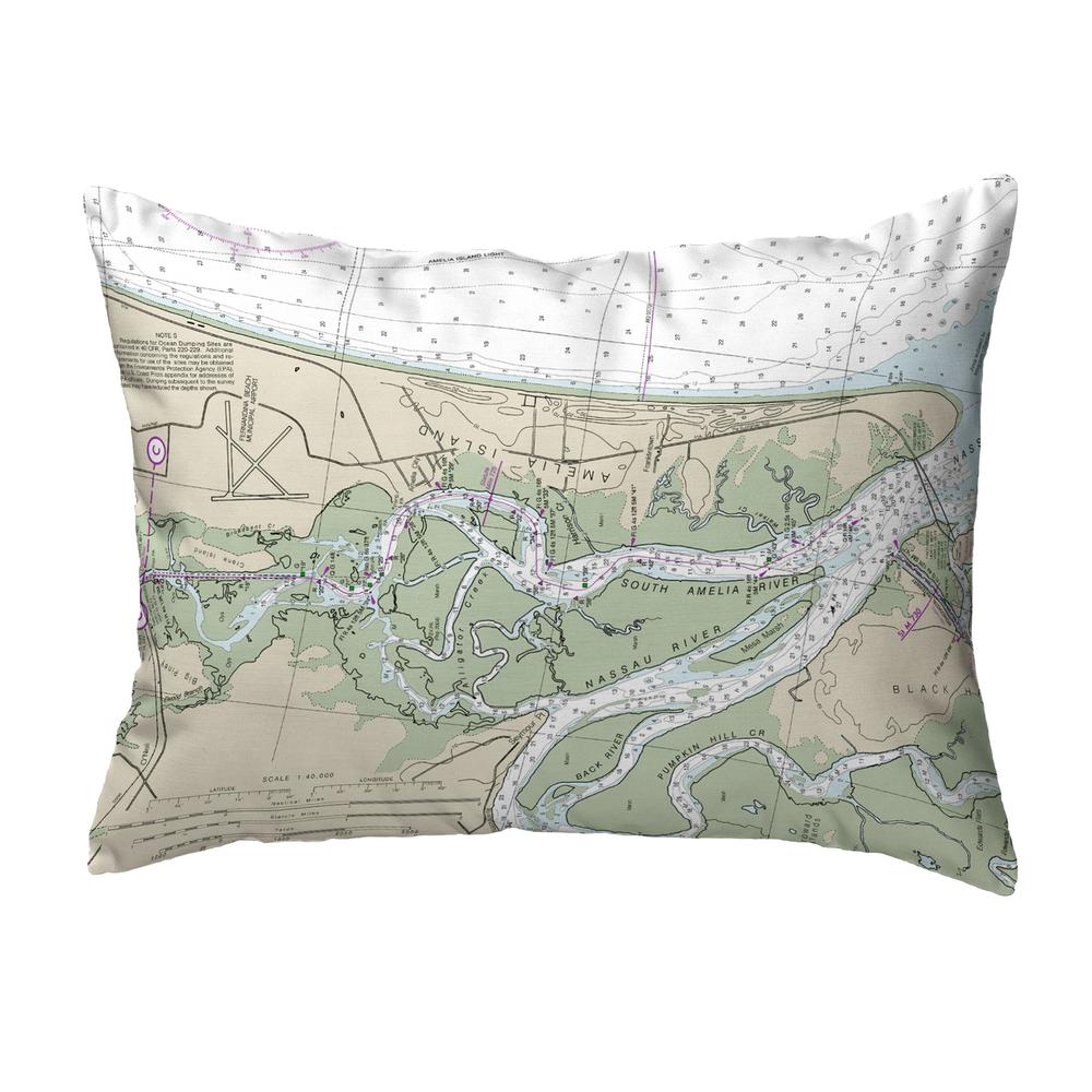 Amelia Island, FL Nautical Map Noncorded Indoor/Outdoor Pillow 16x20. Picture 1