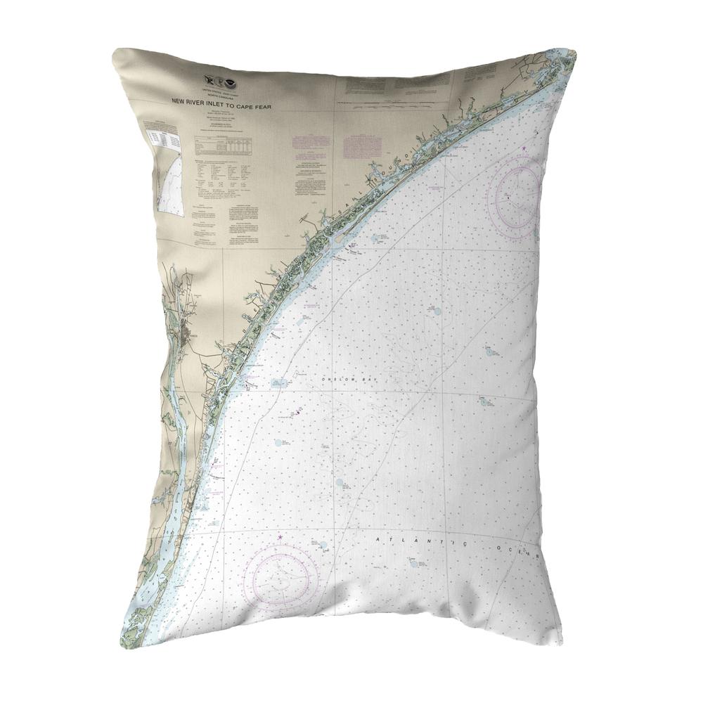 New River Inlet to Cape Fear - Topsail, NC Nautical Map Noncorded Indoor/Outdoor Pillow 16x20. Picture 1