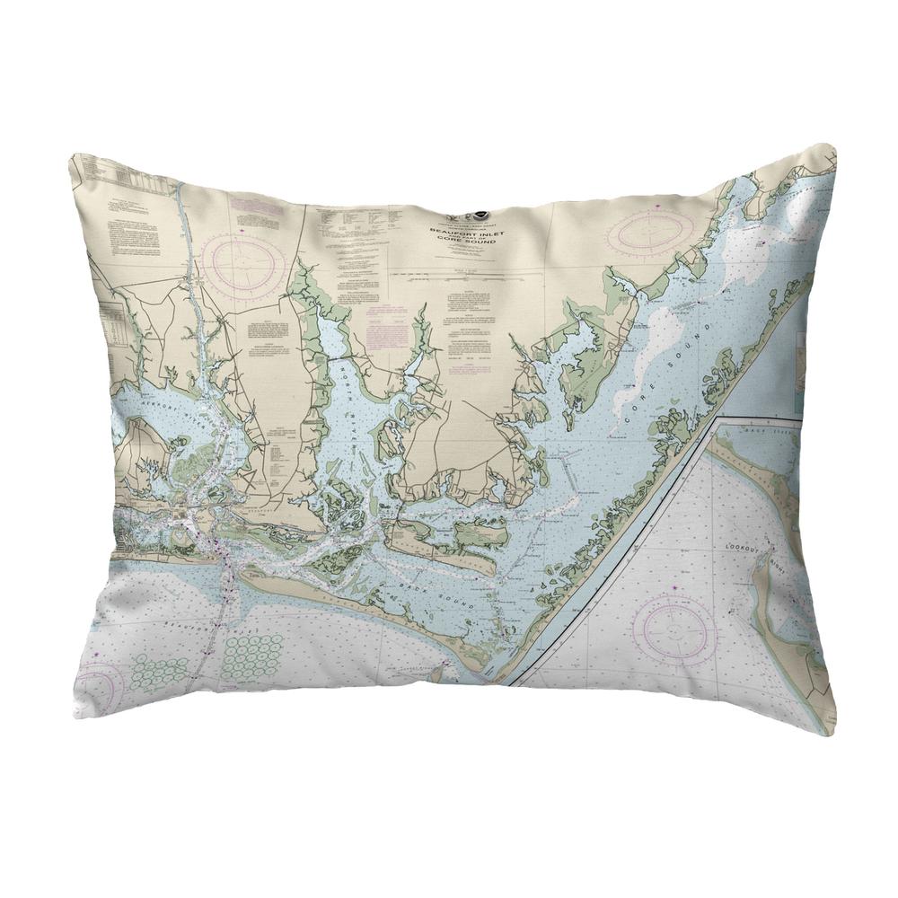 Beaufort Inlet and Part of Core Sound, NC Nautical Map Noncorded Indoor/Outdoor Pillow 16x20. Picture 1