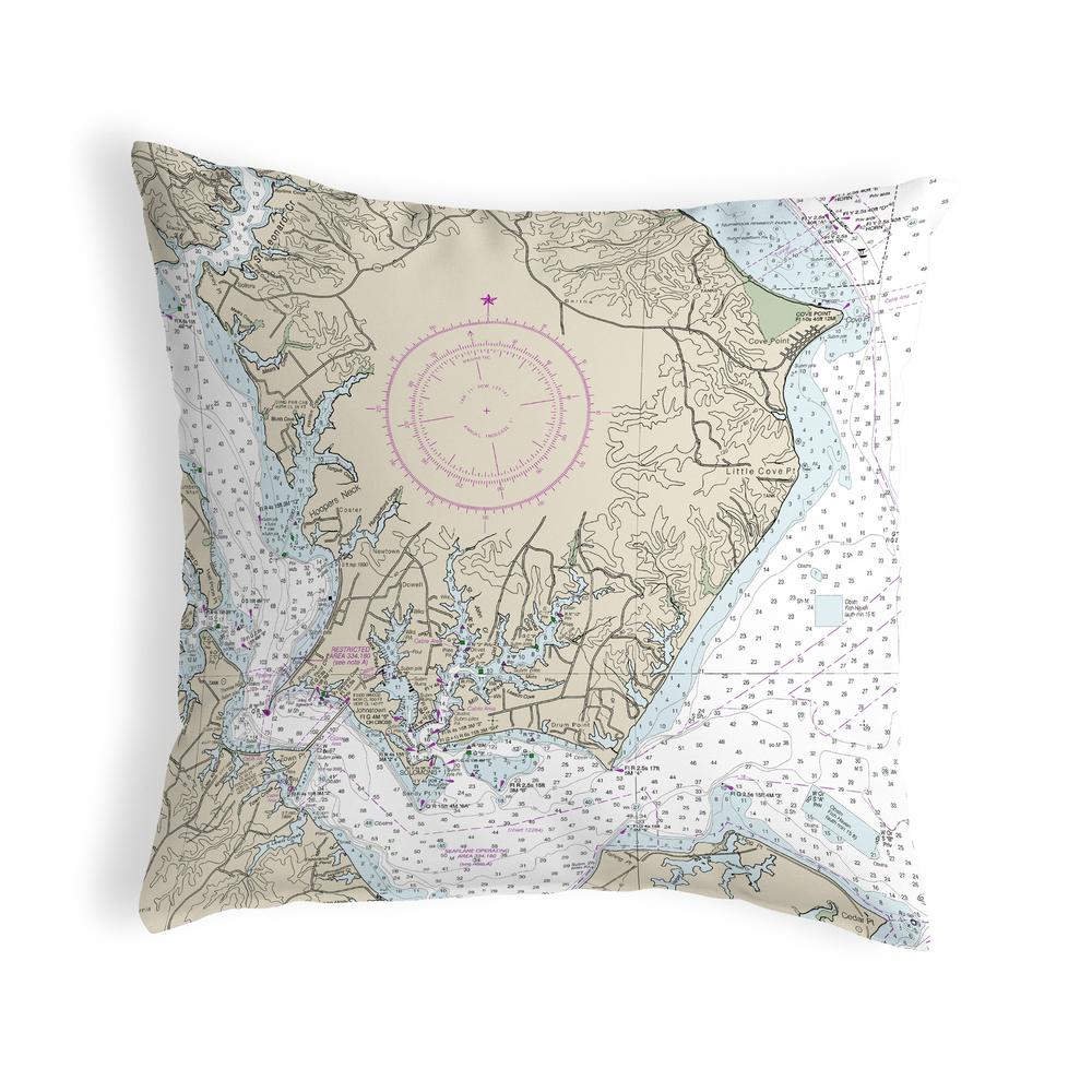 Slomons Island, MD Nautical Map Noncorded Indoor/Outdoor Pillow 18x18. Picture 1