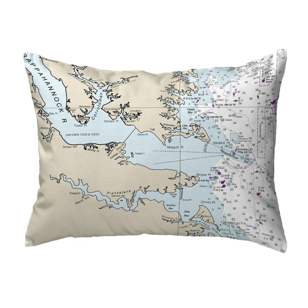 Chesapeake Bay, VA Nautical Map Noncorded Indoor/Outdoor Pillow 16x20. Picture 1