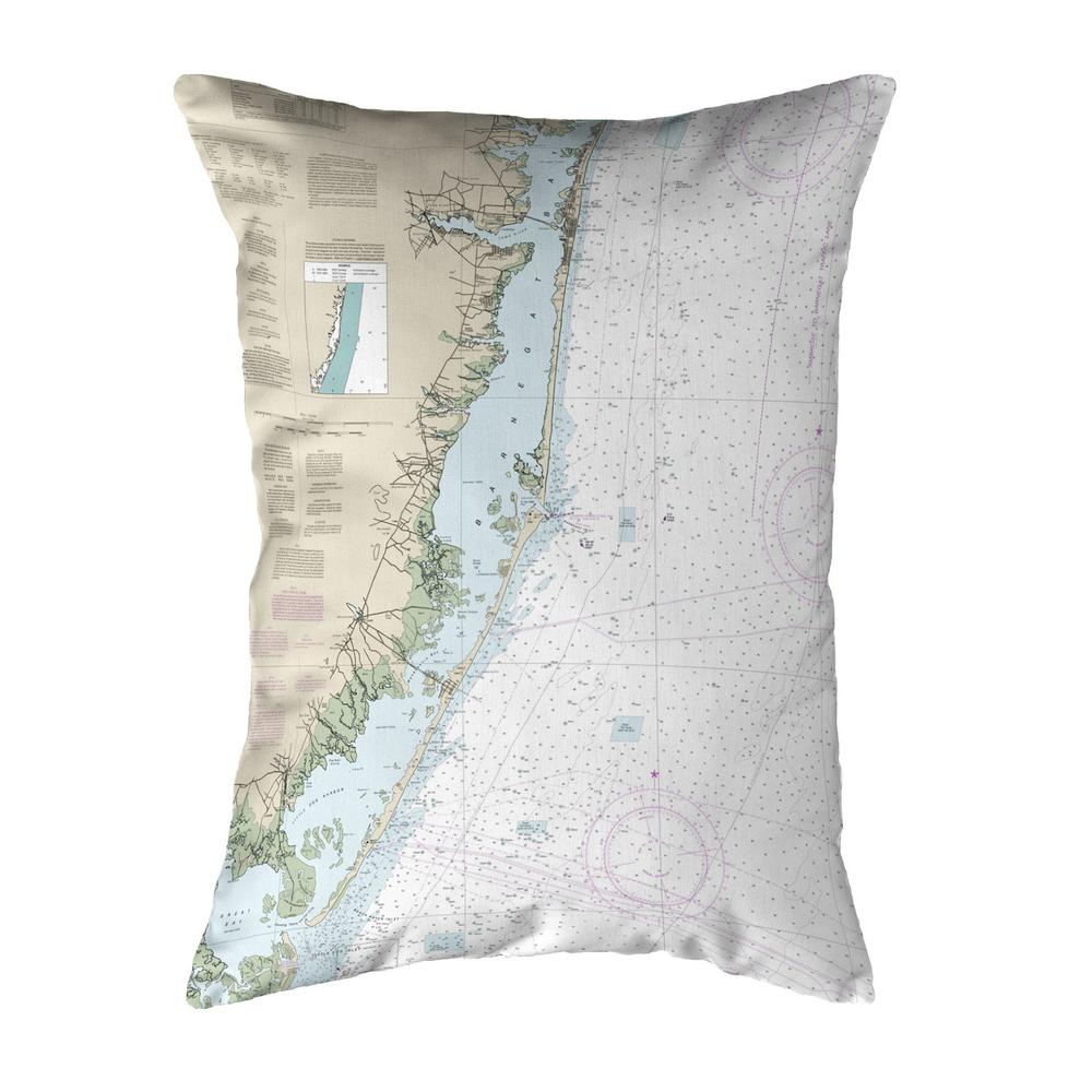 Long Beach, NJ Nautical Map Noncorded Indoor/Outdoor Pillow 16x20. Picture 1
