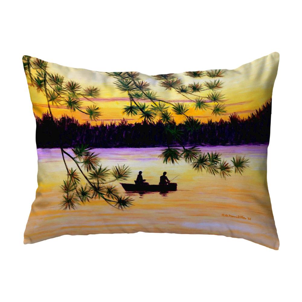 Sunset Fishing Large Noncorded Indoor/Outdoor Pillow 16x20. Picture 1