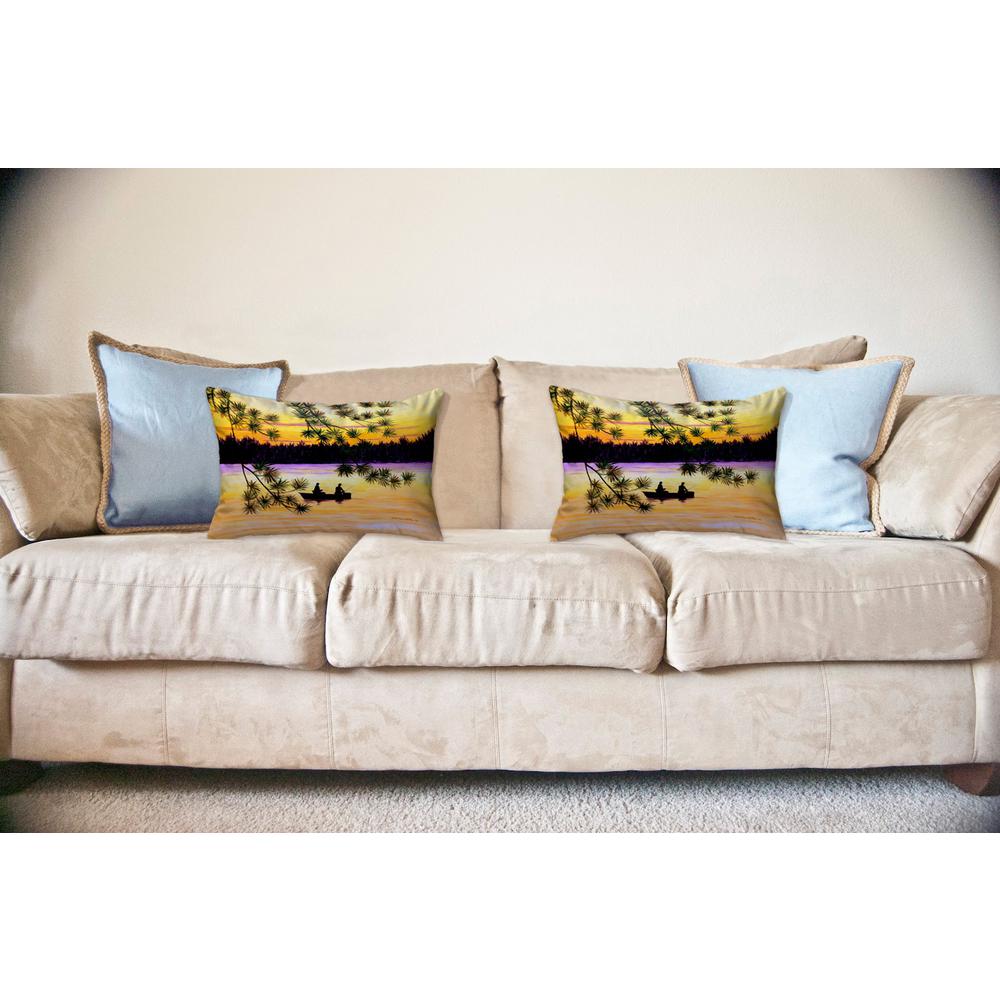 Sunset Fishing Large Noncorded Indoor/Outdoor Pillow 16x20. Picture 2
