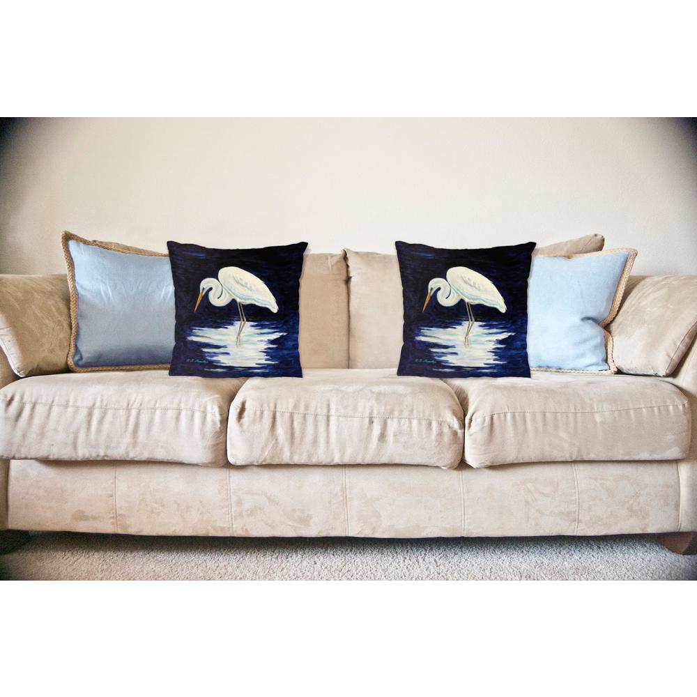 Reflecting Egret Large Noncorded Indoor/Outdoor Pillow 18x18. Picture 2