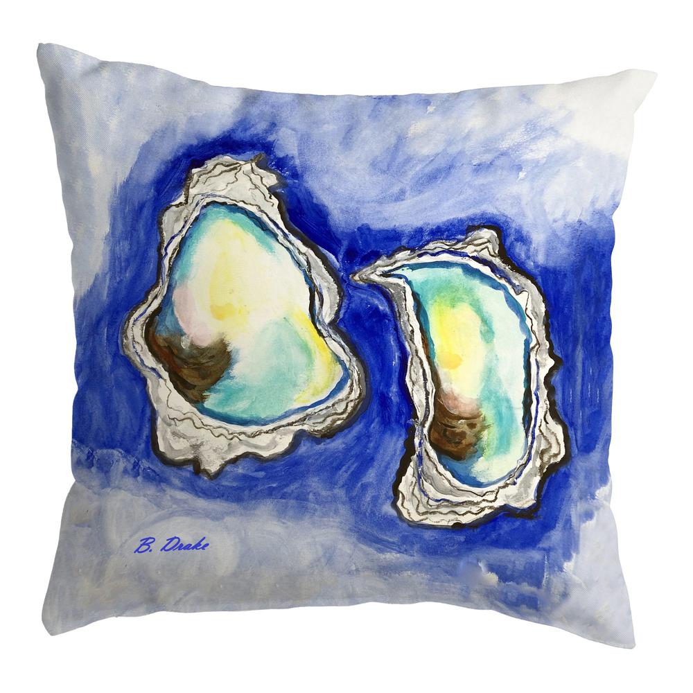 Aqua Oysters No Cord Pillow 18x18. Picture 1