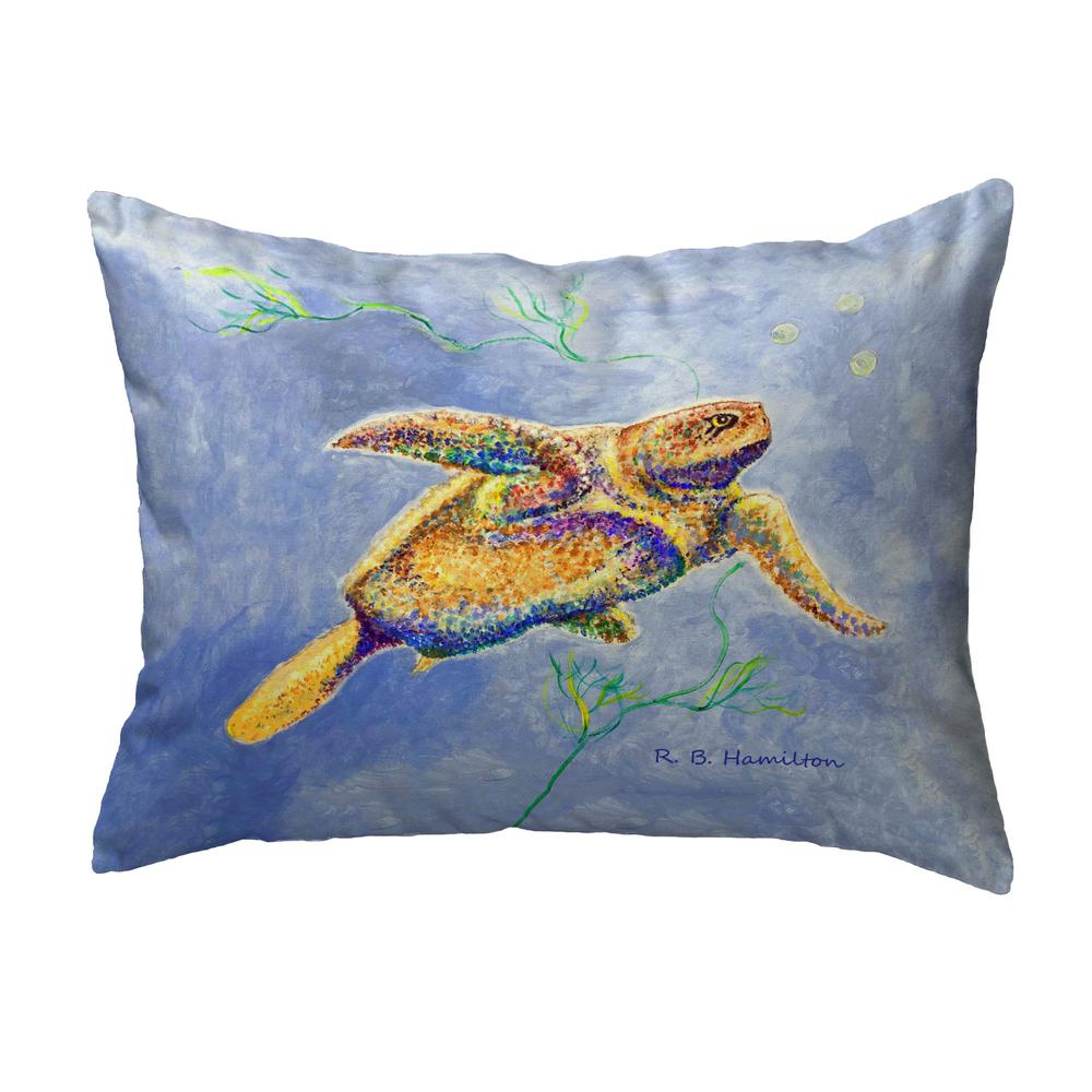 Pointillist Sea Turtle No Cord Pillow 16x20. Picture 1