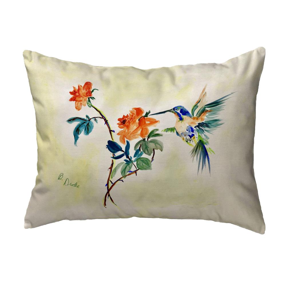 Hummingbird & Rose No Cord Pillow 16x20. Picture 1