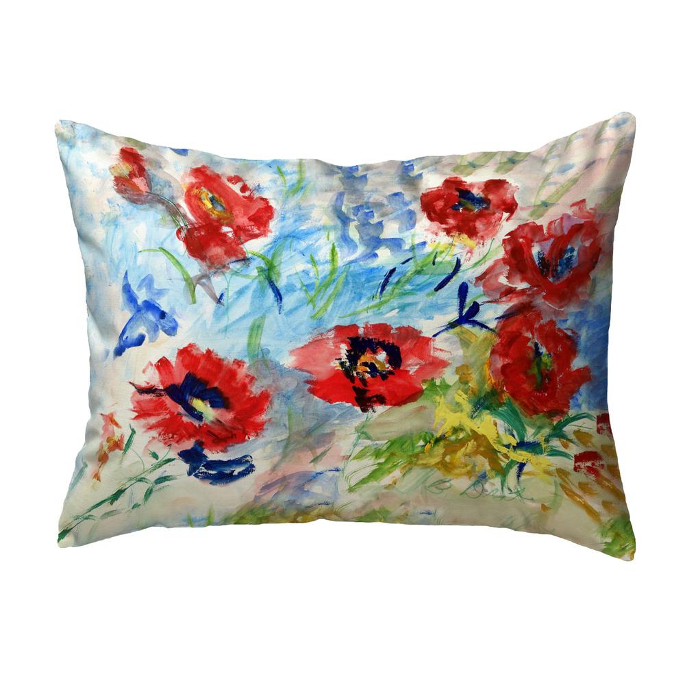 Red Poppies No Cord Pillow 16x20. Picture 1