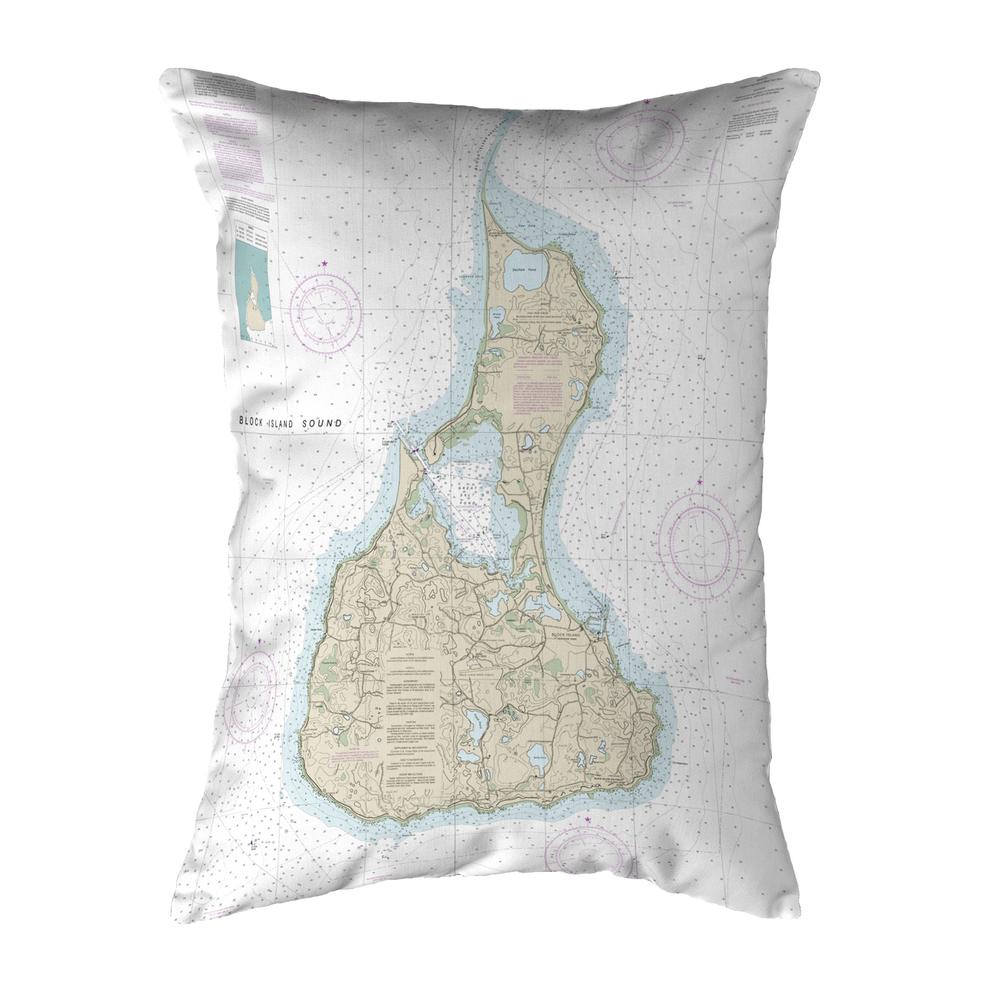 Block Island #2, RI Nautical Map Noncorded Indoor/Outdoor Pillow 16x20. Picture 1