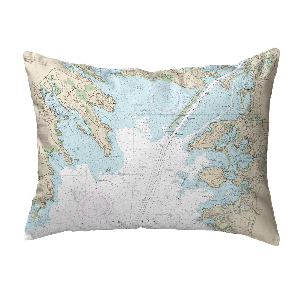 Cape Cod, MA Nautical Map Noncorded Indoor/Outdoor Pillow 16x20. The main picture.