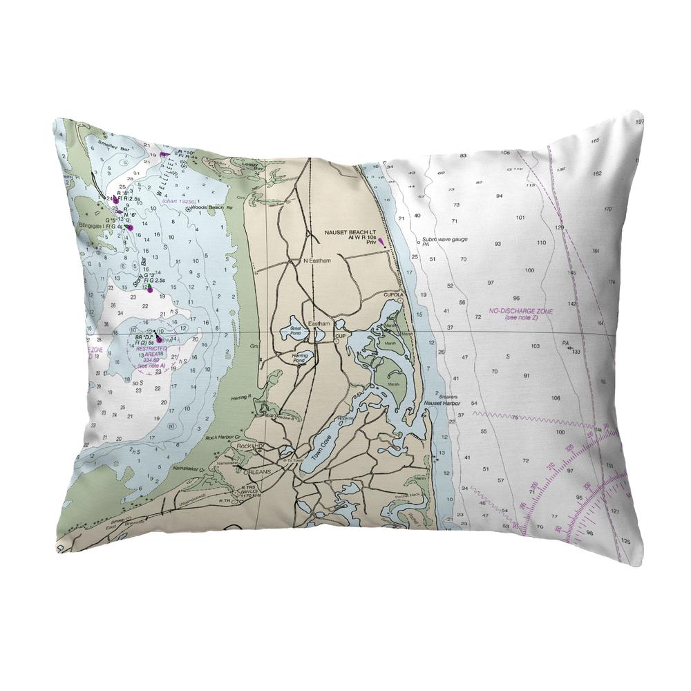 Cape Cod - Nauset Beach, MA Nautical Map Noncorded Indoor/Outdoor Pillow 16x20. Picture 1
