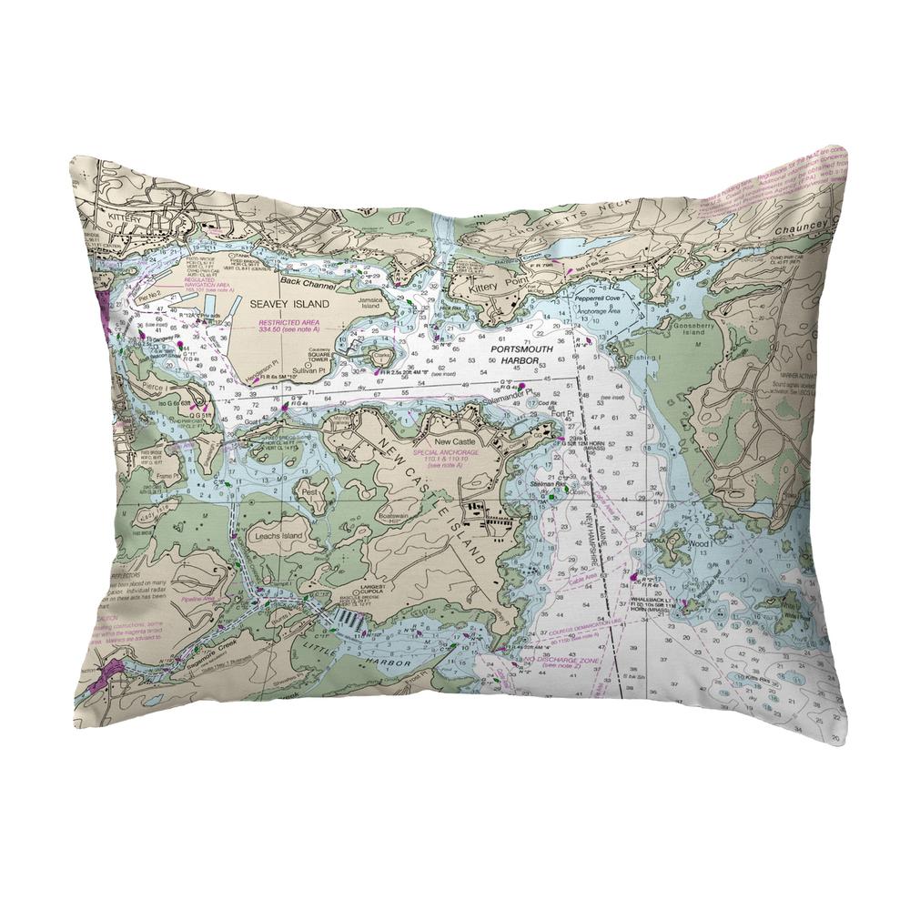 Portsmouth Harbor, NH Nautical Map Noncorded Indoor/Outdoor Pillow 16x20. Picture 1