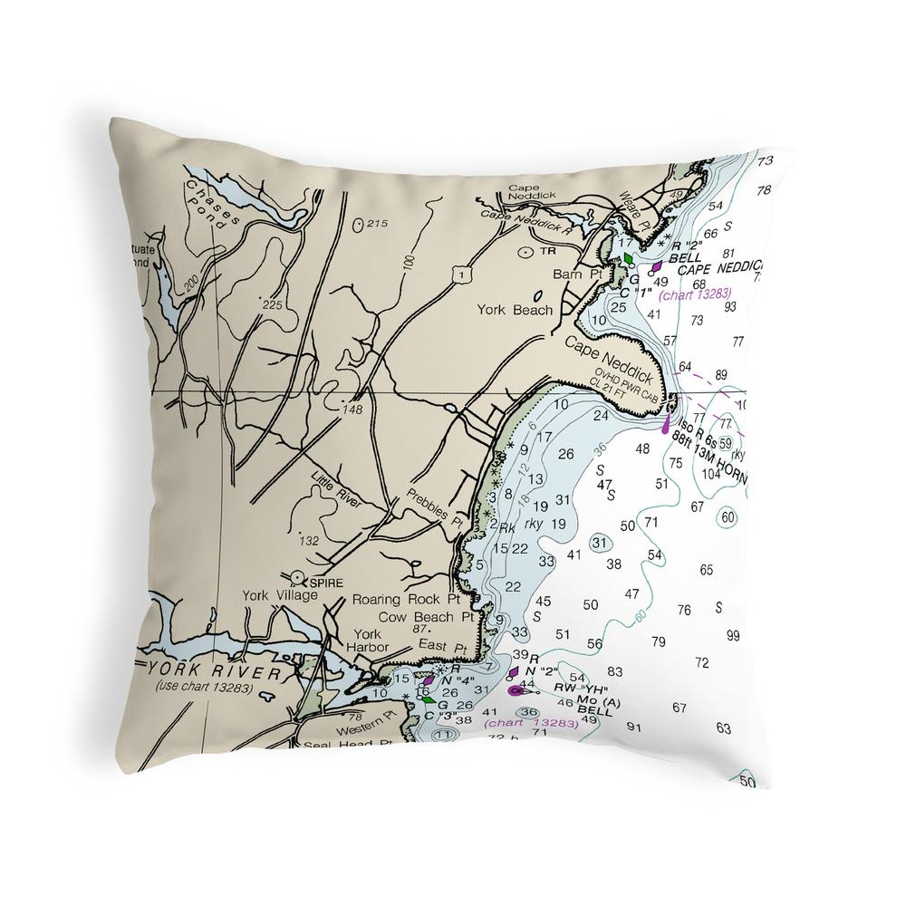 Cape Neddick, ME Nautical Map Noncorded Indoor/Outdoor Pillow 18x18. Picture 1