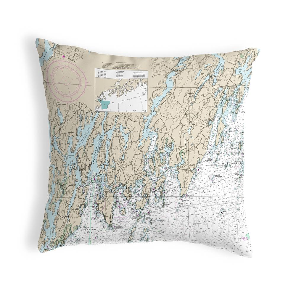 Southport - Pemaquid, ME Nautical Map Noncorded Indoor/Outdoor Pillow 18x18. Picture 1