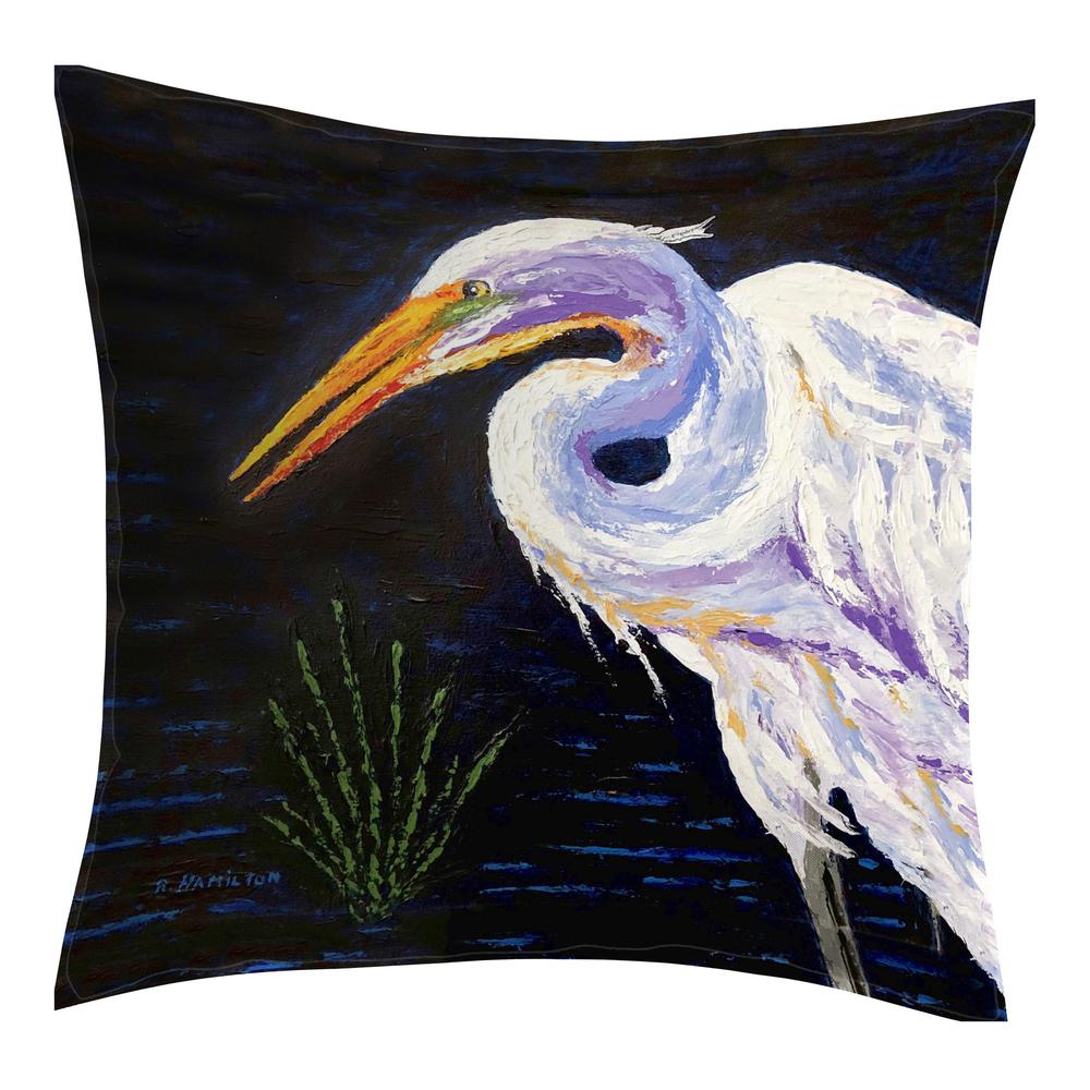 Palette Great Egret No Cord Pillow 18x18. Picture 1