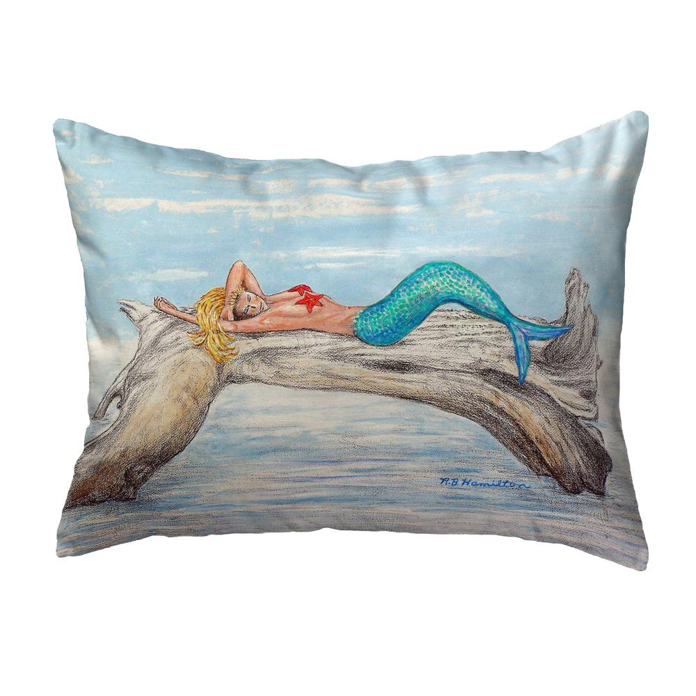 Mermaid on Log No Cord Pillow 16x20. Picture 1