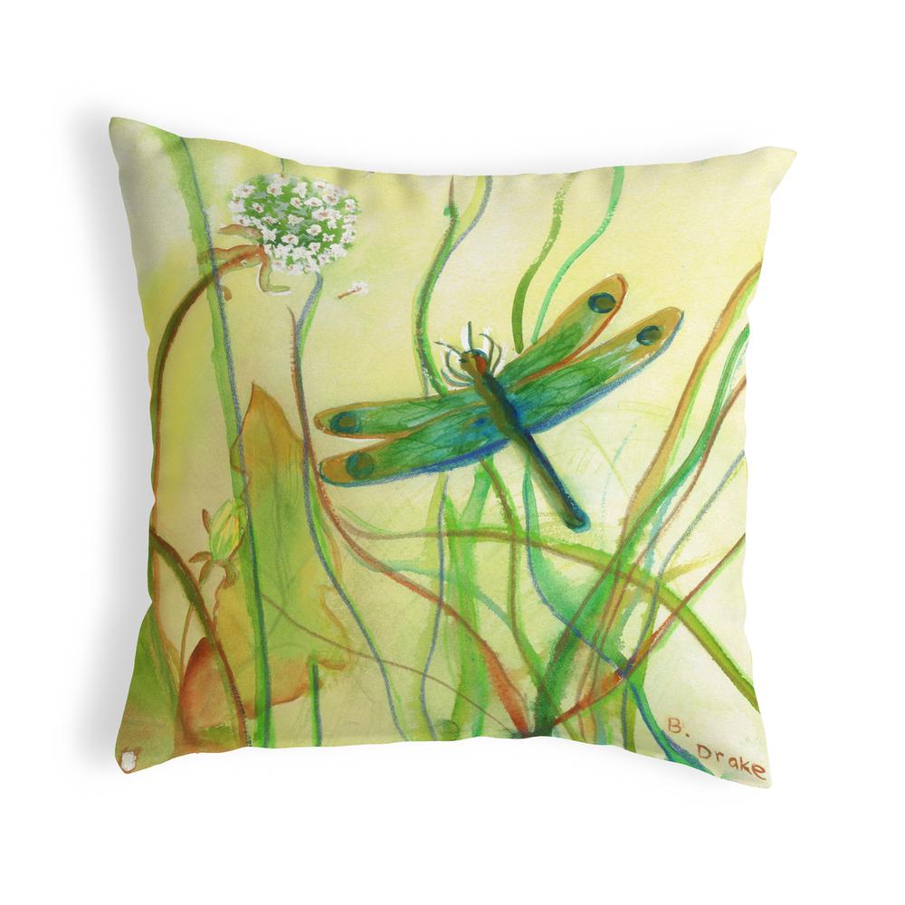 Betsy's DragonFly No Cord Pillow 18x18. Picture 1