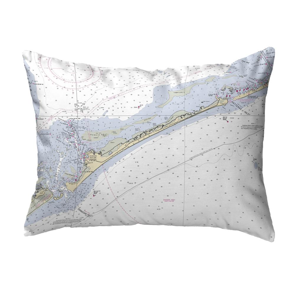 Ocracoke Inlet, NC Nautical Map Noncorded Indoor/Outdoor Pillow 16x20. Picture 1