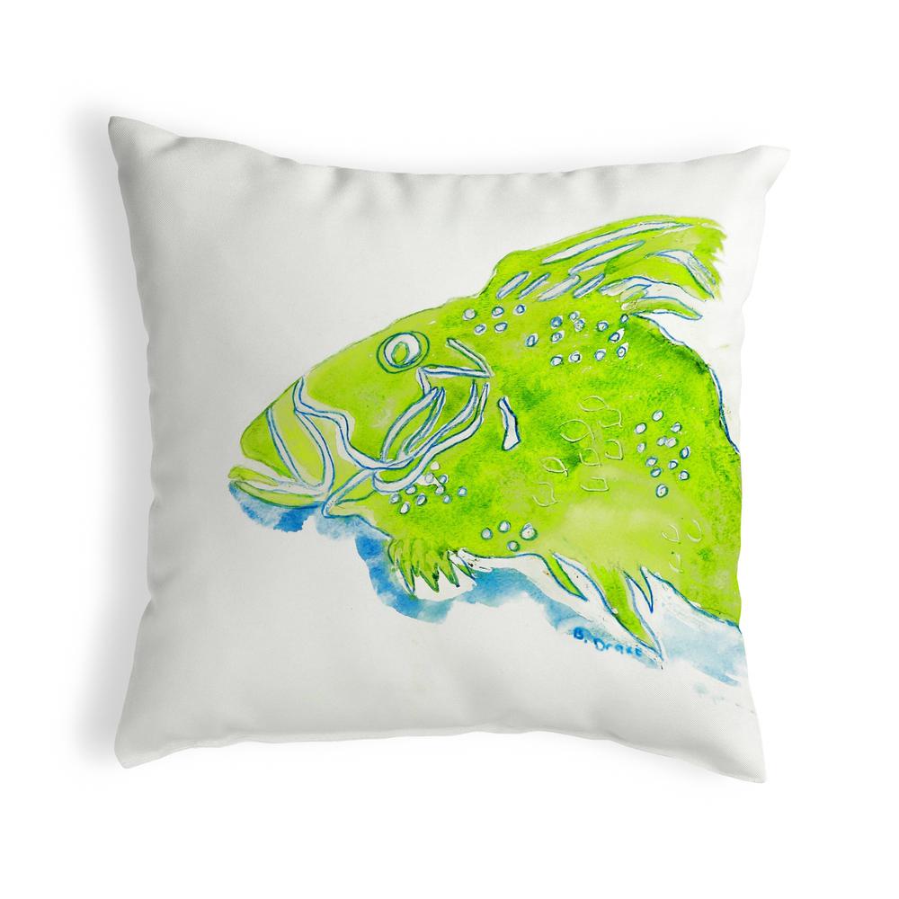 Green Fish No Cord Pillow 18x18. Picture 1