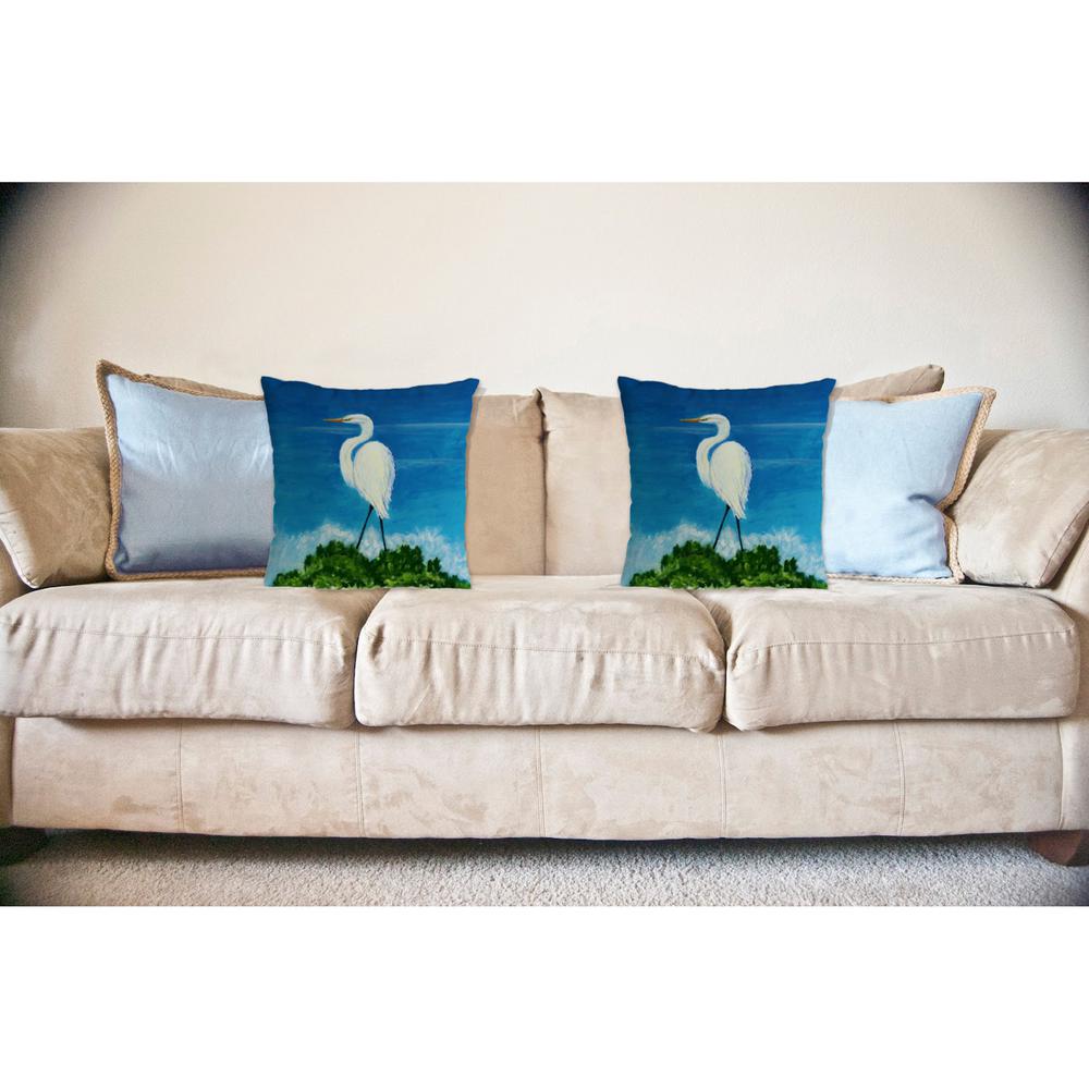 Great Egret No Cord Pillow 18x18. Picture 2