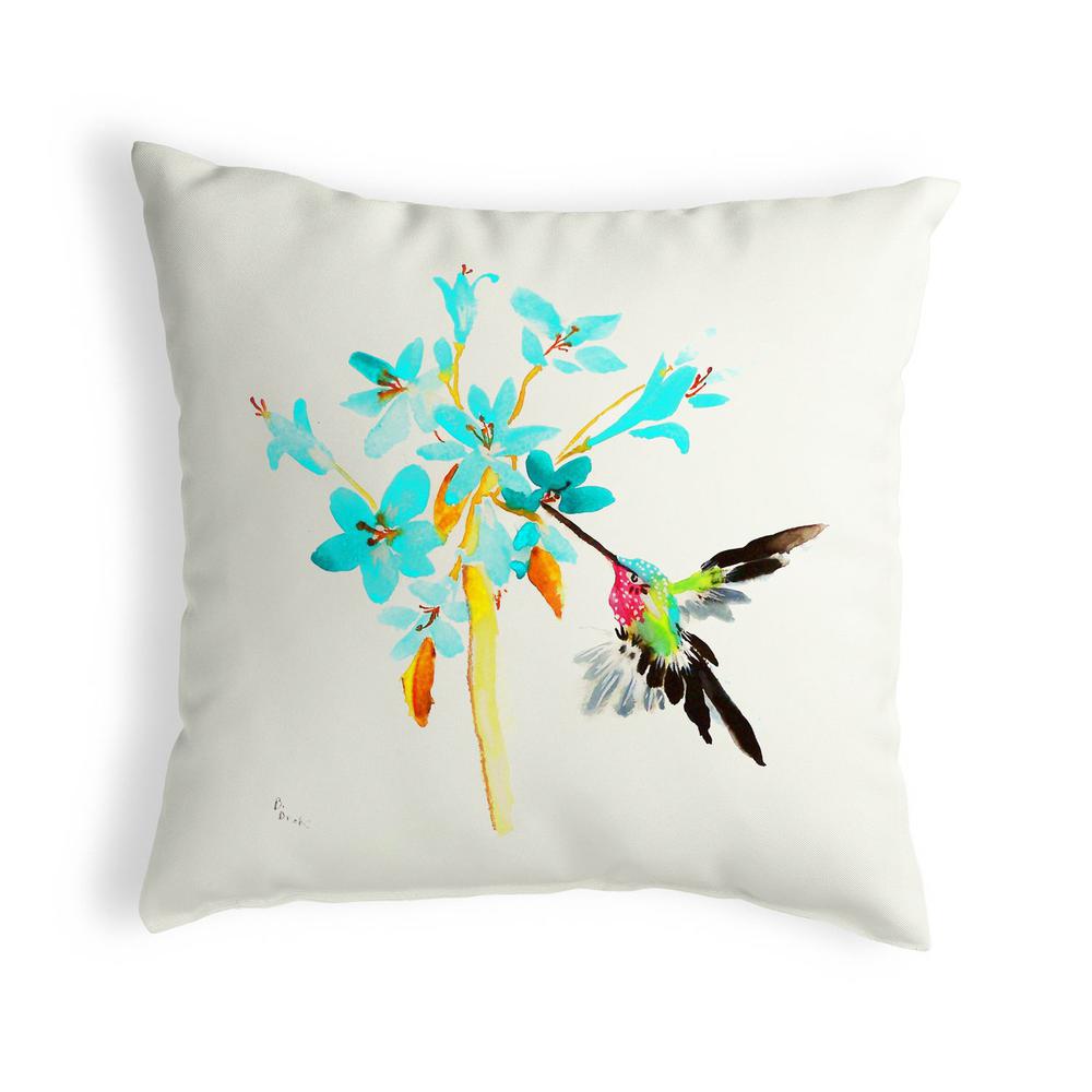 Blue Hummingbird No Cord Pillow 18x18. Picture 1