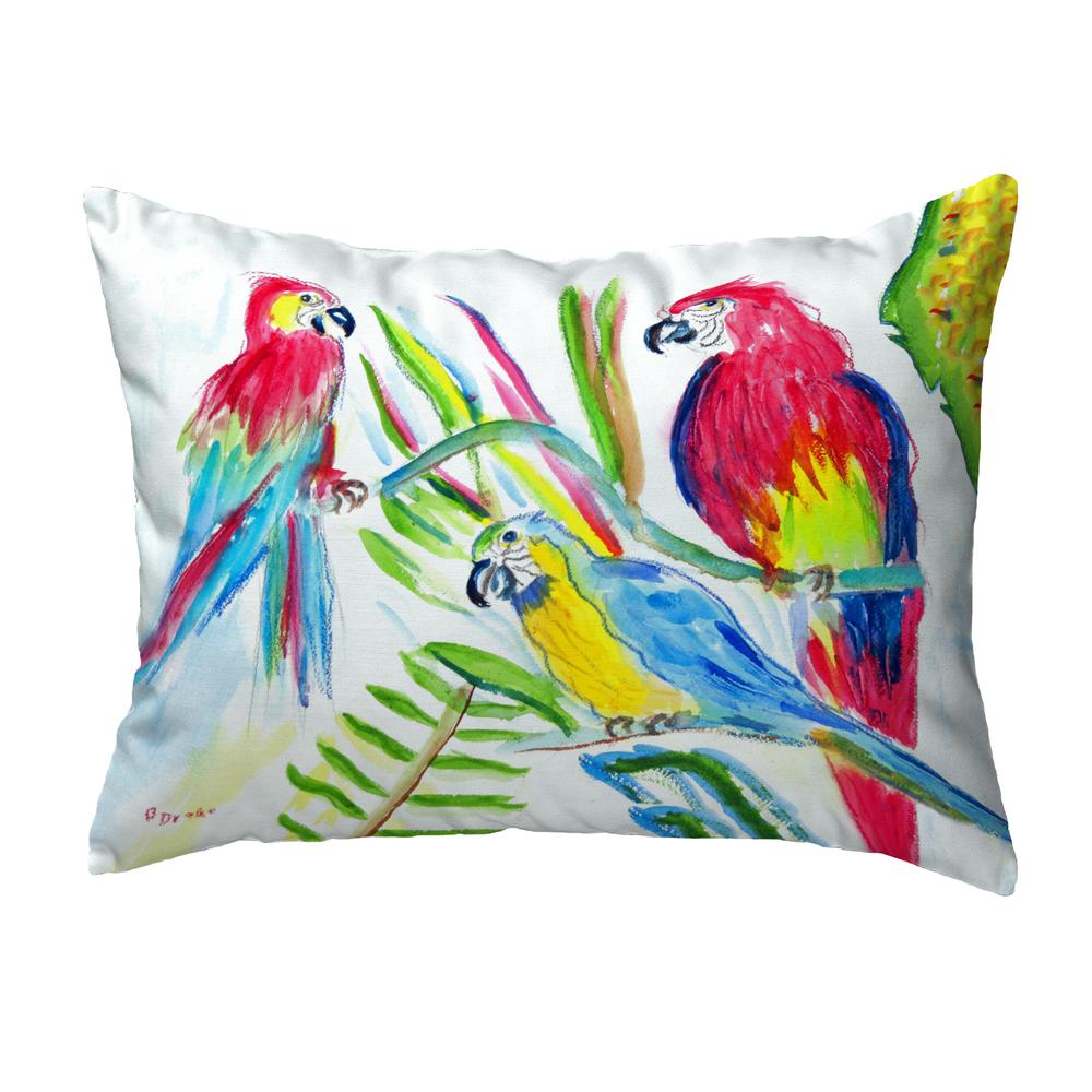 Three Parrots No Cord Pillow 16x20. Picture 1