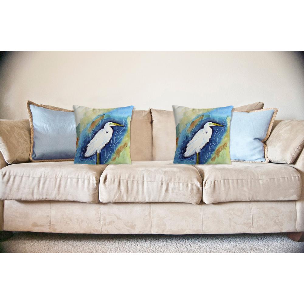 Great Egret Right No Cord Pillow 18x18. Picture 2
