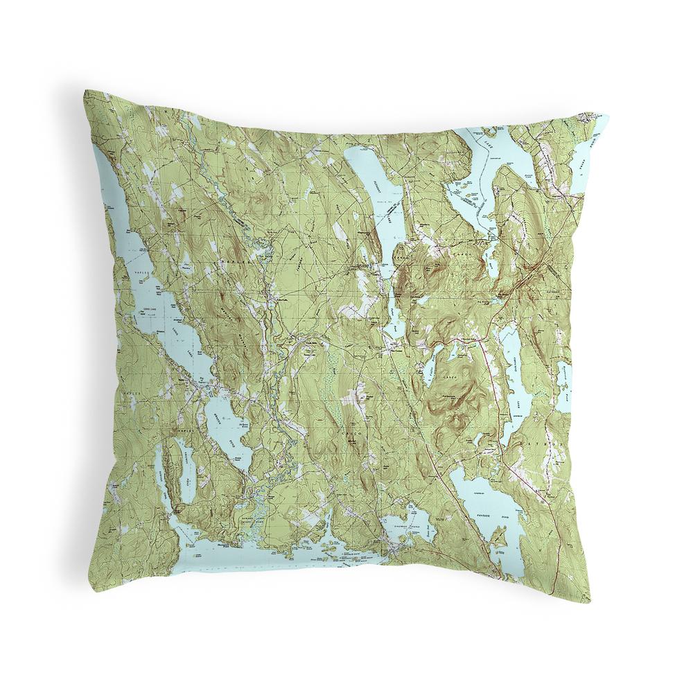 Casco and Sebago Lake, Me Nautical Map Noncorded Indoor/Outdoor Pillow 18x18. Picture 1