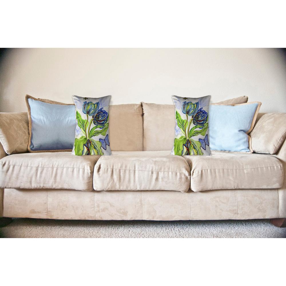 Tulips & Morpho No Cord Pillow 16x20. Picture 2