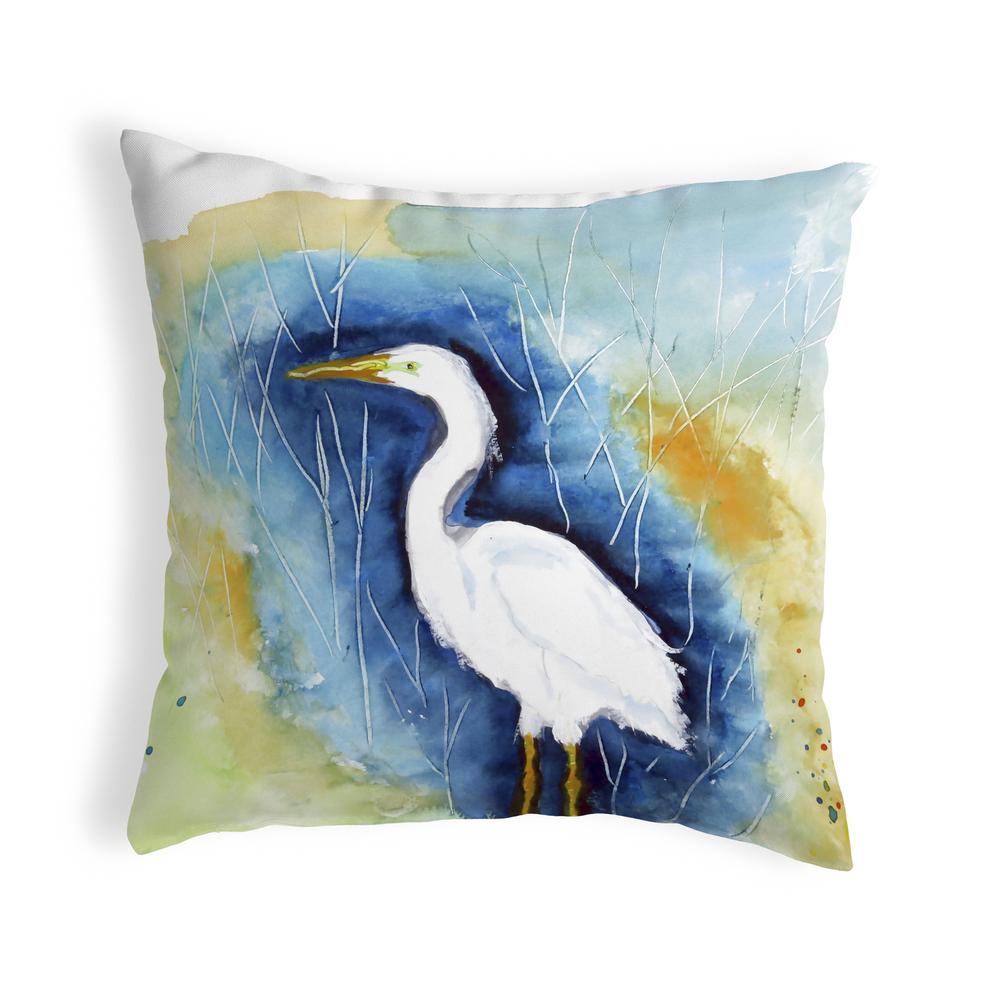 Great Egret Left No Cord Pillow 18x18. Picture 1