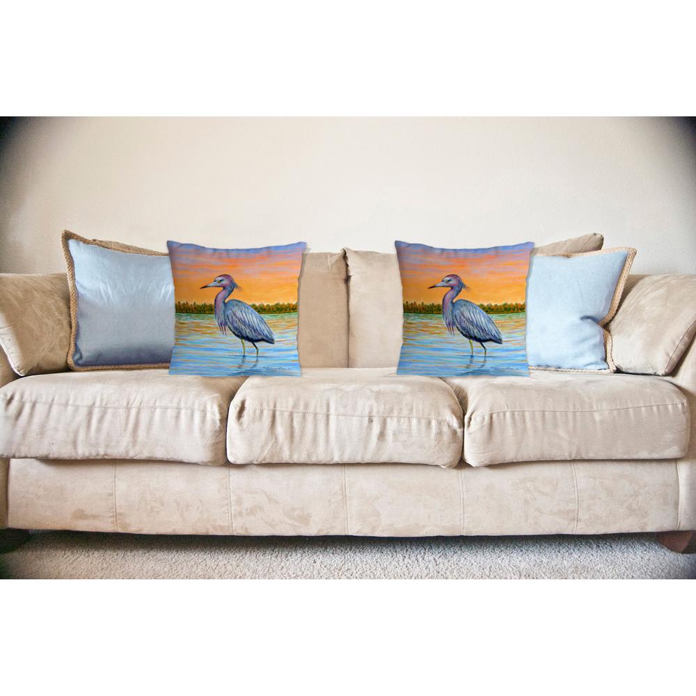 Heron & Sunset No Cord Pillow 18x18. Picture 2