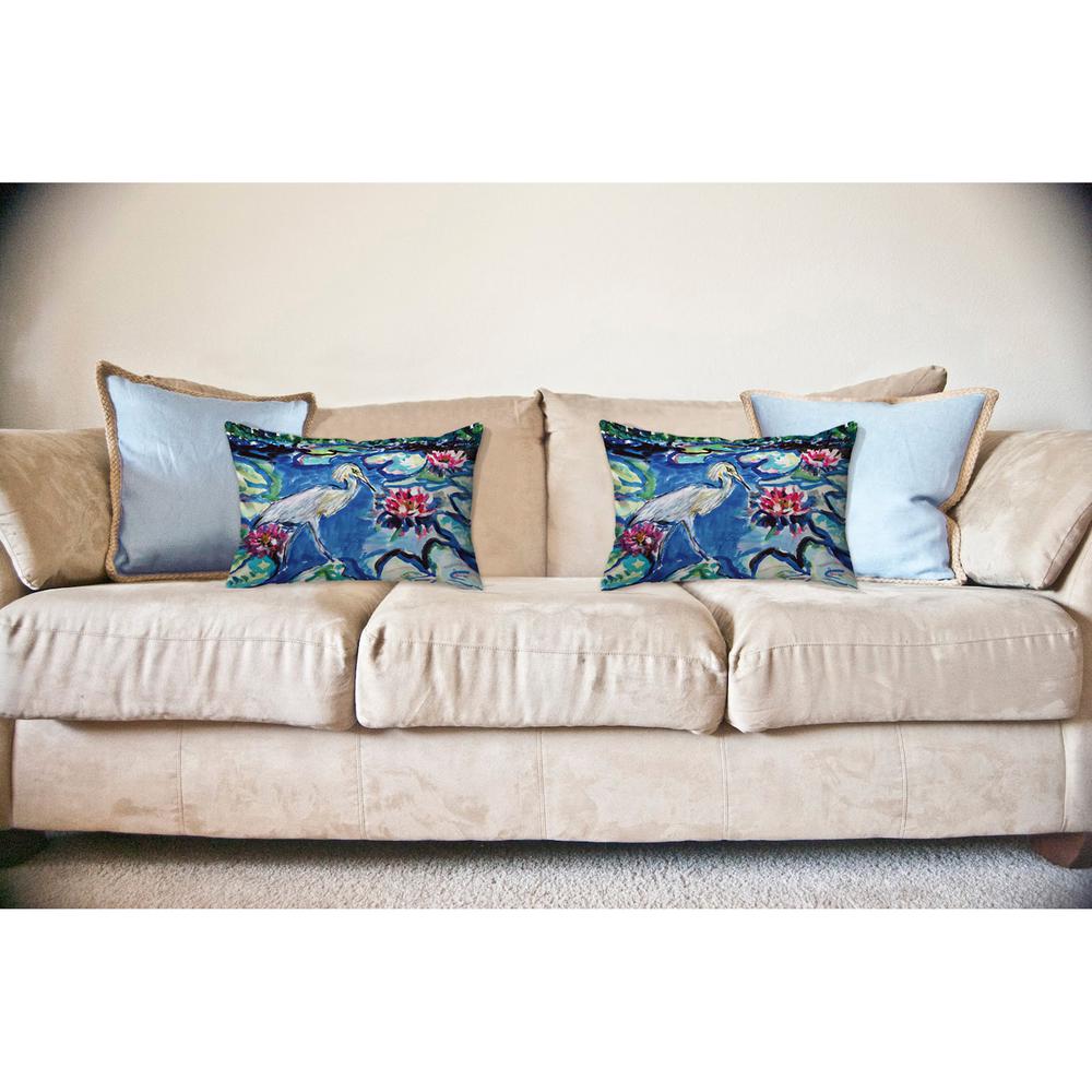 Heron & Waterlilies No Cord Indoor/Outdoor Pillow 16x20. Picture 2