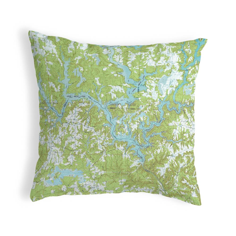 Lewis Smith Lake, AL Nautical Map Noncorded Indoor/Outdoor Pillow 18x18. Picture 1