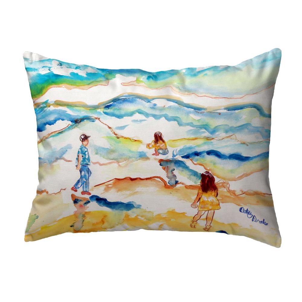 Playing at the Beach No Cord Pillow 16x20. Picture 1